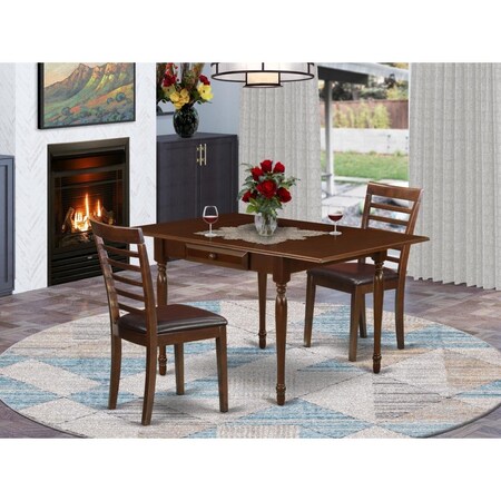 East West Furniture 3 Piece Monza Dining Table Set - Mahogany MZML3-MAH-LC